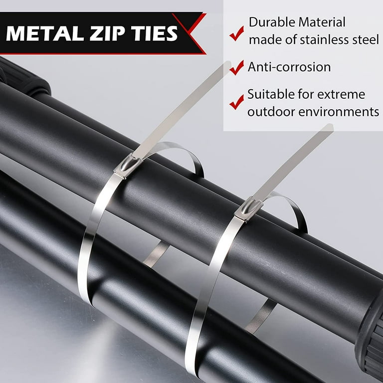 300 Pieces Metal Zip Ties Heavy Duty Stainless Steel Cable Zip Ties Multi  Purpose Metal Cable Ties Self Locking Metal 