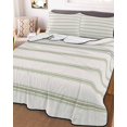 thumbnail image 3 of Quilts Full Size, Sage Green Striped Soft Comforter Bedding Set for Bed, Rustic Green Stripe Modern Art Beige Lightweight Quilted Bedspread with Pillow Cover(2 Pieces) for All Season, 78x90 Inch, 3 of 6