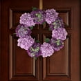 thumbnail image 4 of 24" Mixed Purple Hydrangea Christmas Wreath – Artificial Floral Front Door Wreath, Lifelike Greenery & Hydrangea Decoration for Spring, Summer, Indoor & Outdoor Home Décor, 4 of 5