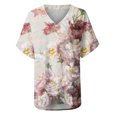 thumbnail image 5 of Fesfesfes Women Plus Size Tops Women Crewneck Print Tees Short Sleeve T Shirt Blouse Loose Tops Womens Workout Tops 4(S), 5 of 6