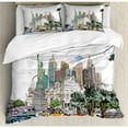 thumbnail image 3 of USA Twin Size Duvet Cover Set, Hand Drawn Las Vegas City Nevada Street Sketch Buildings Statue of Liberty Cars Palms, Decorative 2 Piece Bedding Set with 1 Pillow Sham, Multicolor, by Ambesonne, 3 of 3
