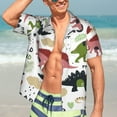 thumbnail image 5 of Yiaed Cute Dinosaurs Print Hawaiian Shirt for Men Short Sleeve Button Down Shirts Beach Shirts for Men-Medium, 5 of 5