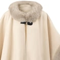 thumbnail image 3 of Women's Oversize Knit Cape Coat Thick Warm Hooded Poncho Collar Shawl Wrap Cardigan Cloak for Evening Beige-W Free Size, 3 of 8