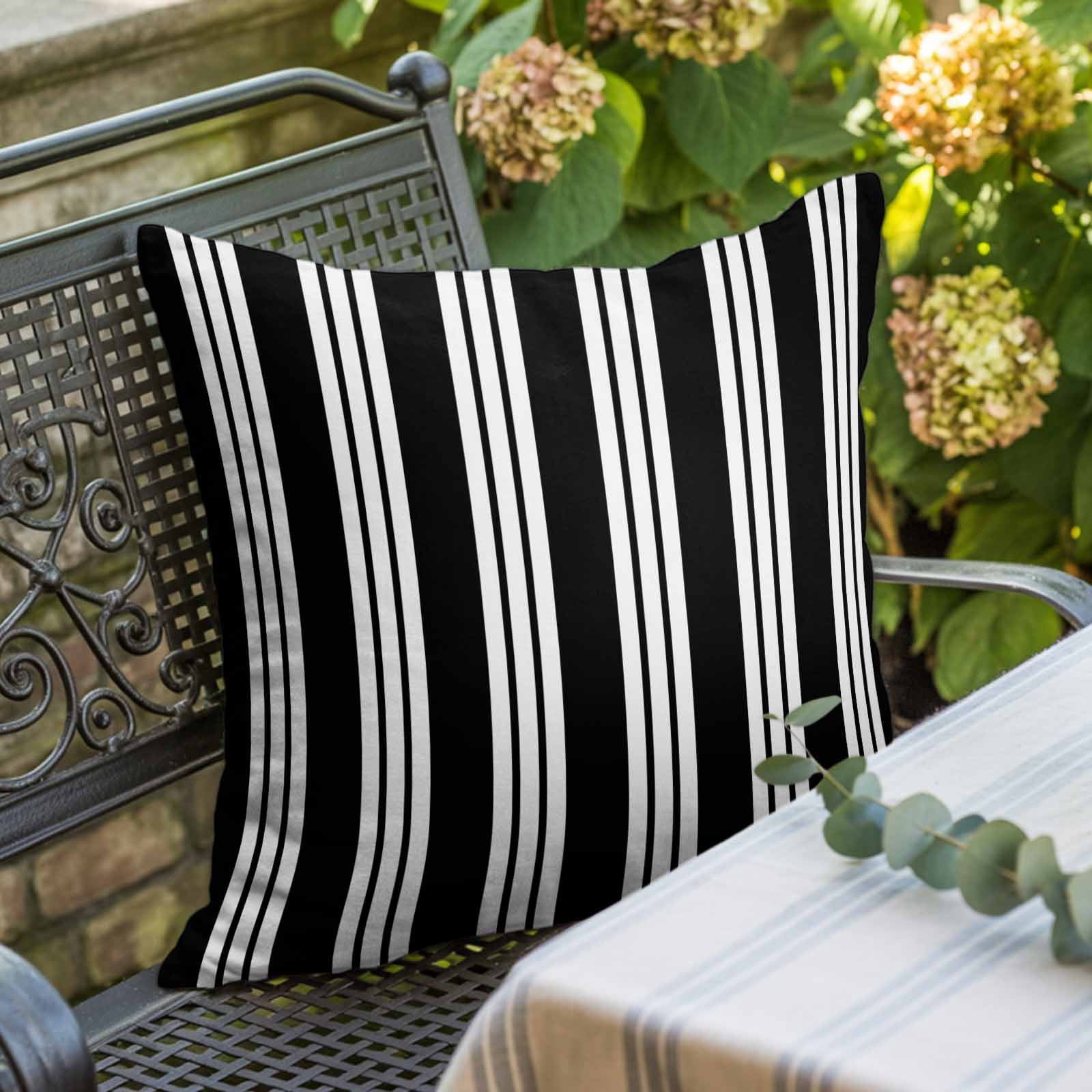 Throw Pillow Covers, Striped Black White Decorative Throw Pillow Covers 18x18 Inch, Farmhouse Line Stripes Classic Square Linen Pillow Cases for Couch/Living Room/Sofa