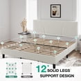 thumbnail image 7 of Novilla King Bed Frame and Headboard, Linen Upholstered King Size Bed Frame with Wood Slats Support, No Box Spring Needed, Heavy Duty Feet, Easy Assembly, White, 7 of 7
