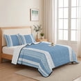 thumbnail image 5 of Quilts Queen Size, Vintage Sky Blue Striped Soft Comforter Bedding Set for Bed, Farmhouse Modern Stripes Boho Texture Lightweight Quilted Bedspread with Pillow Cover(2 Pieces) All Season, 90x96 Inch, 5 of 9