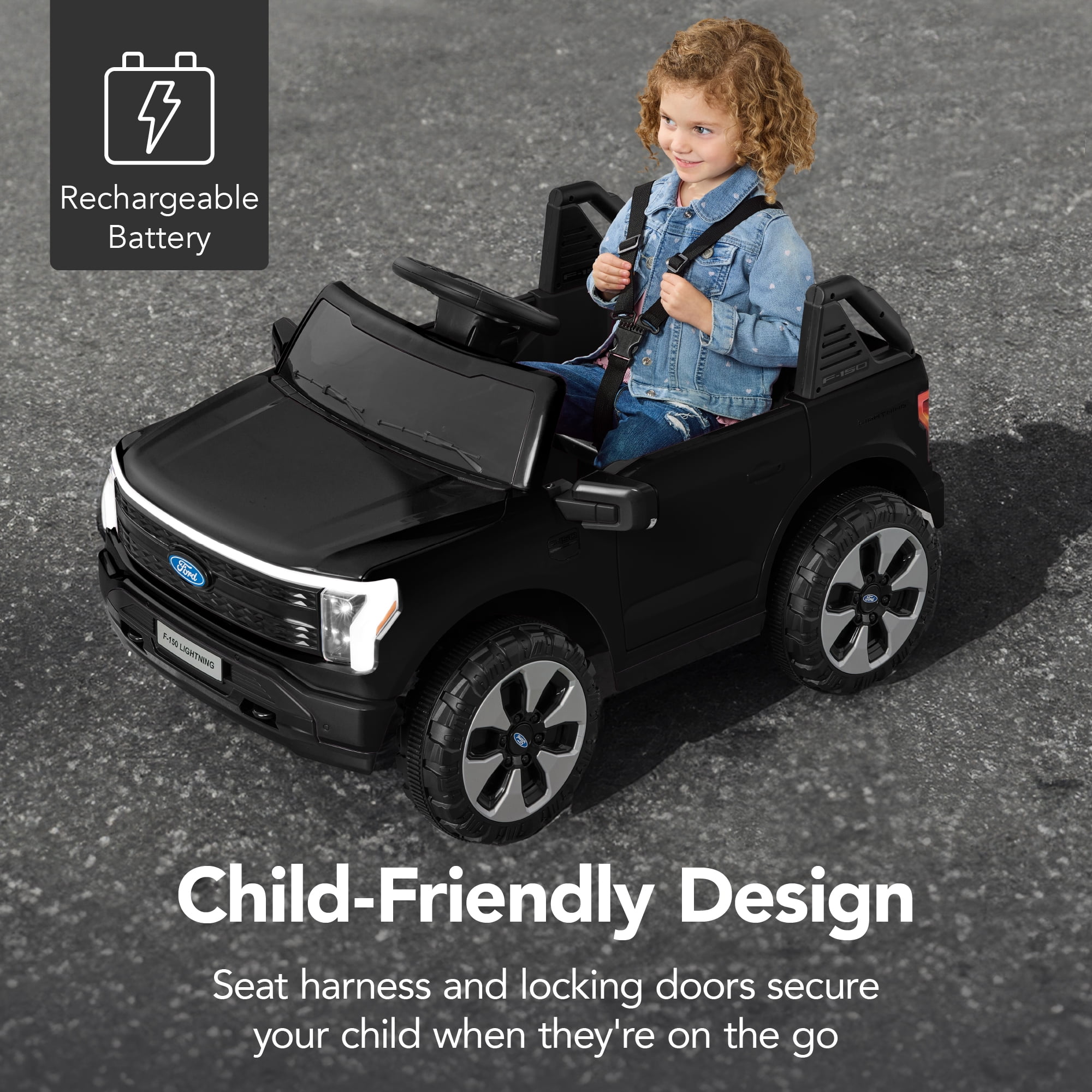 Best Choice Products Kids 12V Ride On Car Officially Licensed Ford Lightning Truck w/ Remote, LED Lights - Black
