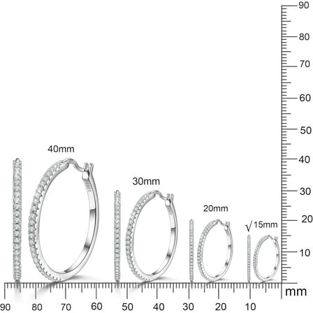 925 Sterling Silver Hoops Big R Nd S Earrings Paved Zircon Halo Cz Women Ear Jewelry 20 30 40Mm[Z1643]