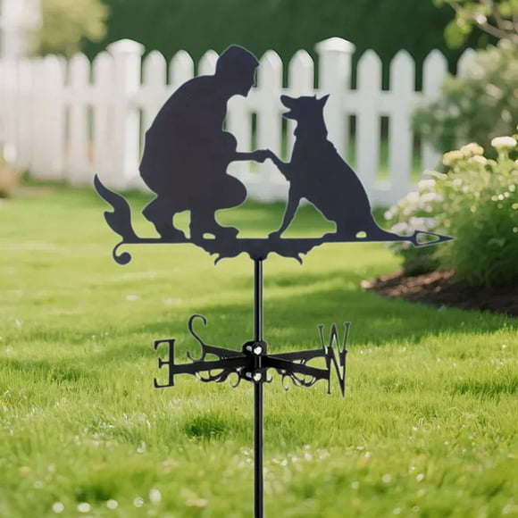 Veleta de metal con forma de perro, indicador de dirección del viento, veleta de hierro para montaje en techo, para granjas, graneros, cobertizos,