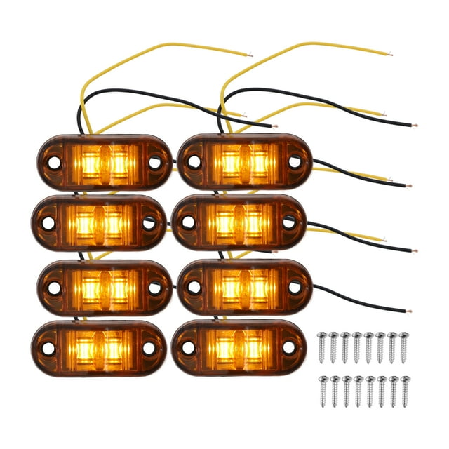 Unique Bargains Front Rear Side Marker Light 2 LED for Truck Camper Van Lorry RV Plastic Amber (Set of 8)