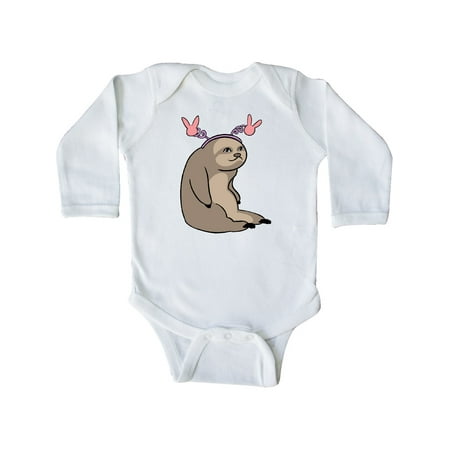 

Inktastic Easter Sloth with Pink Bunny Ears Gift Baby Boy or Baby Girl Long Sleeve Bodysuit