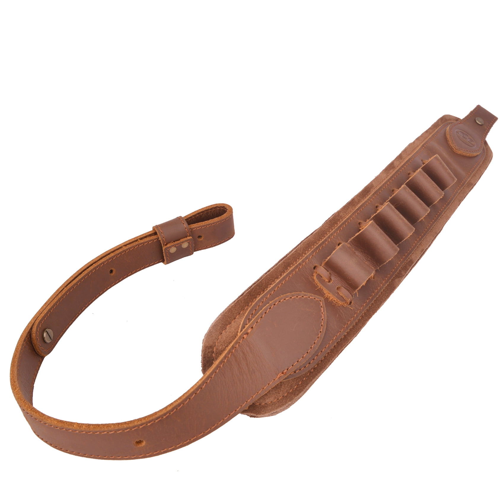 Top Grain Leather Ammo Holder Shotgun Sling for 12 Gauge Adjustable Hunting Shotshell Gun Shoulder Strap