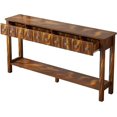 thumbnail image 5 of Knocbel Long Console Table Narrow Storage Sofa Table Entryway Table with Bottom Storage Shelf and 4 Different Size Drawers for Living Room Hallway Entryway, 59.8"D x 11"W x 34.2"H Brown, 5 of 8