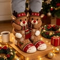 thumbnail image 3 of 3D Hugging Christmas Socks, Cute Knit Holiday Socks, Soft Stretchy Adult Winter Socks, Cozy Hand Crocheted Novelty Socks for Holiday Party Home Wear, 3 of 7