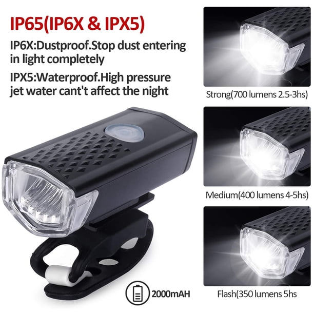 Luz delantera LED Luz trasera Luz trasera recargable por USB Juego de luces traseras impermeables