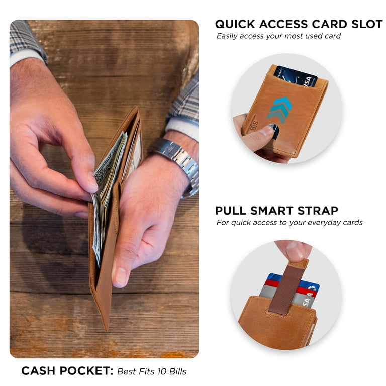 Men's Slim Bifold Wallet Full Grain Leather RFID Blocking photo 3