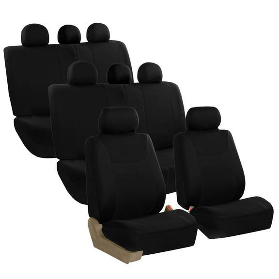 FH Group Light & Breezy Seat Covers for Auto, 3 Row 8 Seaters SUV VAN Full Auto Seat Covers Set, Black