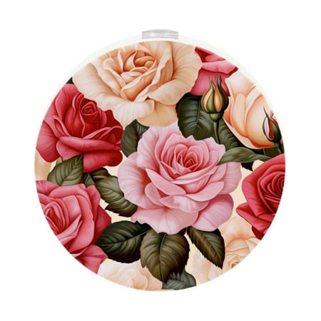 

Rose Warm White Led Round Night Light-2Pcs Portable Plug-in Dusk to Dawn Sensor Wall Light Kids Room Decorative Mini Nightlight