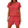 thumbnail image 3 of Lounge Sets for Women Casual 2 Piece Outfits Summer Printed Short Sleeve Tops and Pocket Shorts Matching Set, 3 of 5