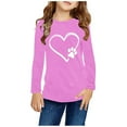thumbnail image 2 of MeetoTime Girls Long Sleeve Tops Spring Fall Crewneck Heart Printed Dressy Tunic Tops Children's Pullover Undershirt, 2 of 5