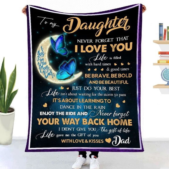 Daughter Butterfly Moon Art Never Forget That I Love You - Blanket, 30x40in Fleece Blanket