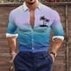 thumbnail image 1 of Blusa y camisa de manga larga con cuello vuelto para hombre, estilo casual, a la moda, con botones estampados, blusa de manga larga con cuello vuelto, camisetas de poliéster para hombre, 1 of 5
