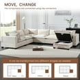 thumbnail image 3 of 118'' Modular Sectional Sofa with Movable Storage Ottoman, 7 Seat U Shaped Couch, Wide Seat & Free Combination, Oversized Chenille Sofa for Living Room & Apartments (White), 3 of 12
