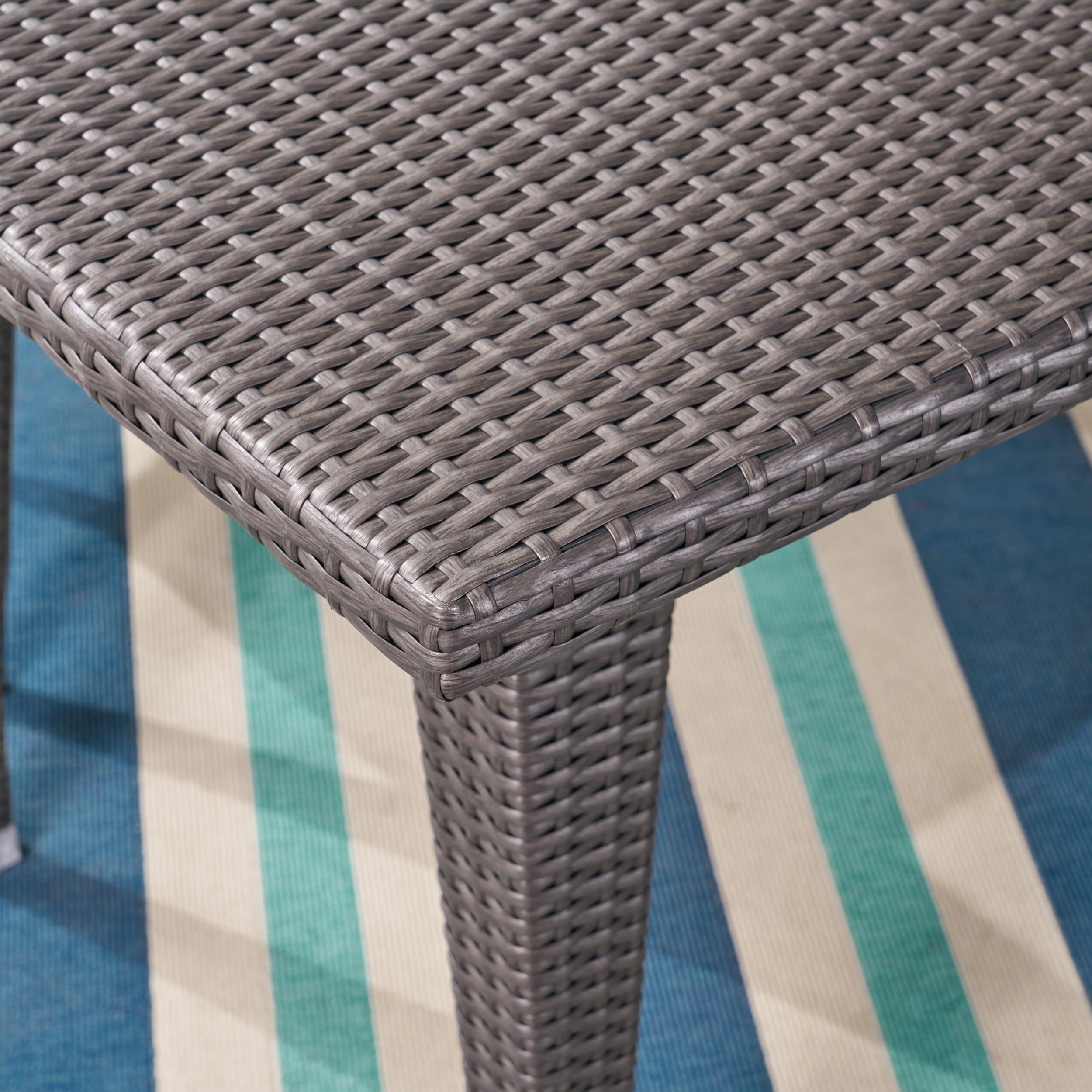 Mara Outdoor 5 Piece Wicker Dining Set, Grey