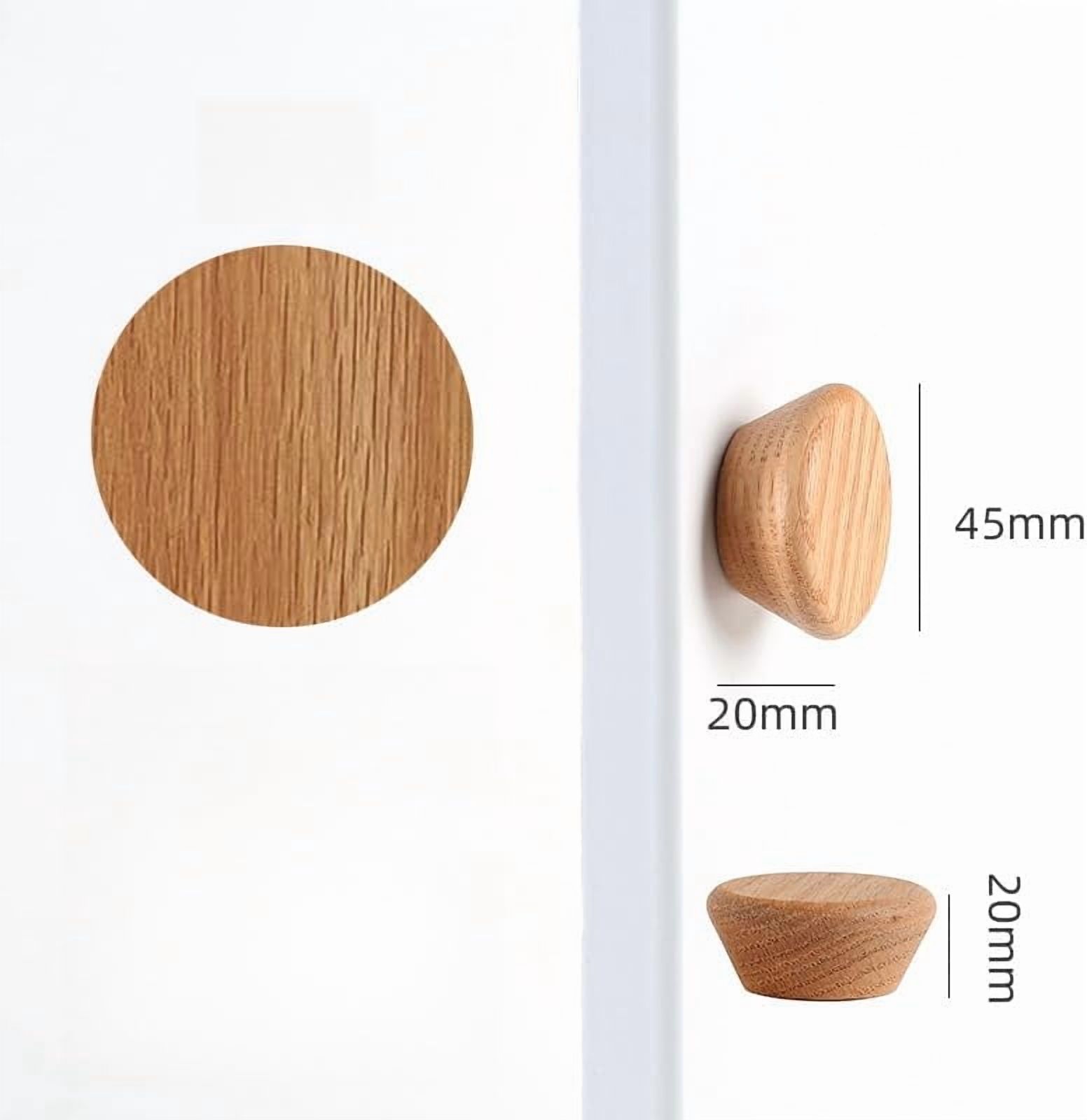 Gamvdout Cabinets Knobs 2Pcs Large Round Oak Drawer Cabinet Solid Wood Handle Wooden Wardrobe Door Log Cabinet Single Hole Handle 45Mm