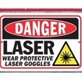 thumbnail image 1 of (Metal de aluminio) Señalización de peligro de láser: use gafas protectoras - Láser en uso - Impresionante póster de metal en lata Tamaño: 8 x 12 pulgadas, 1 of 4