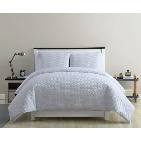 Vcny Home Mykonos Textured Geometric Duvet Cover Set King White