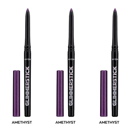 Avon Ultra Colour Glimmerstick Retractable Diamonds Eyeliner, AMETHYST, Waterproof & Smudge-Proof Shimmer Eye Makeup, SET OF 3, 0.012 oz / 0.35 g Each