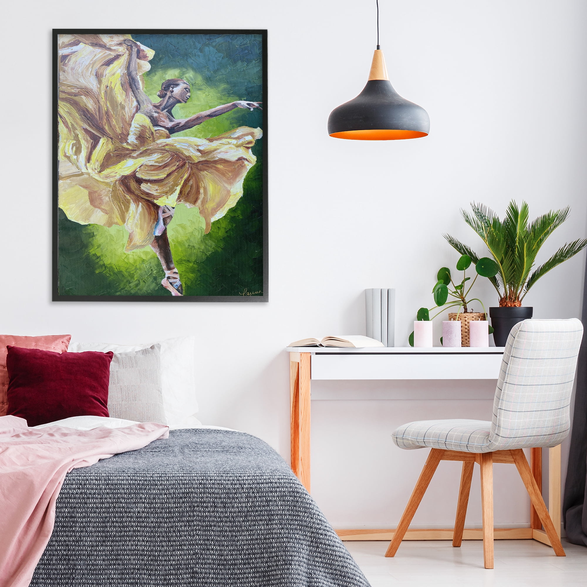 Stupell Industries Primavera Ballet Dancer Black Framed Giclee Art, design by Lauren Luna