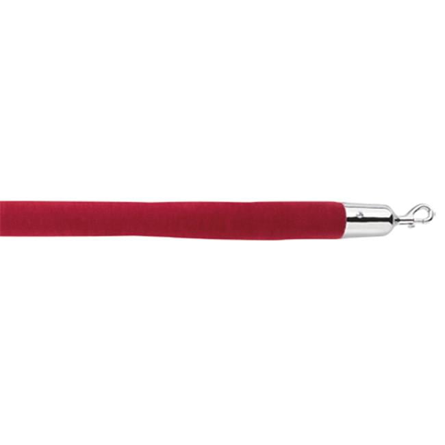 Crimson Red Velour Rope with Polished Stainless Steel Snap Hooks, 4 ft