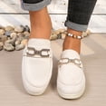 thumbnail image 3 of Pandaie Penny Loafers for Women Comfortable Slip on Suede Loafer Mules Closed Toe Backless Slides Business Casual Dress Flats Shoes White Size 9.5, 3 of 9