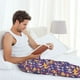 thumbnail image 5 of Balery rock Skull record Pantalones de pijama para hombre, pijama ultraligero, pantalón de descanso-Large, 5 of 6