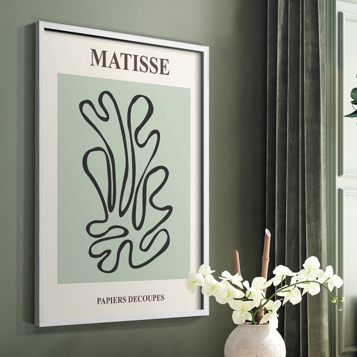 Matisse CXIV Framed Print in White Solid Wood 16 x 20 Framed Print