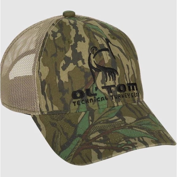 Drake Waterfowl Ol'Tom Logo Mesh Camo Back Cap - Mossy Oak Greenleaf - OSFM