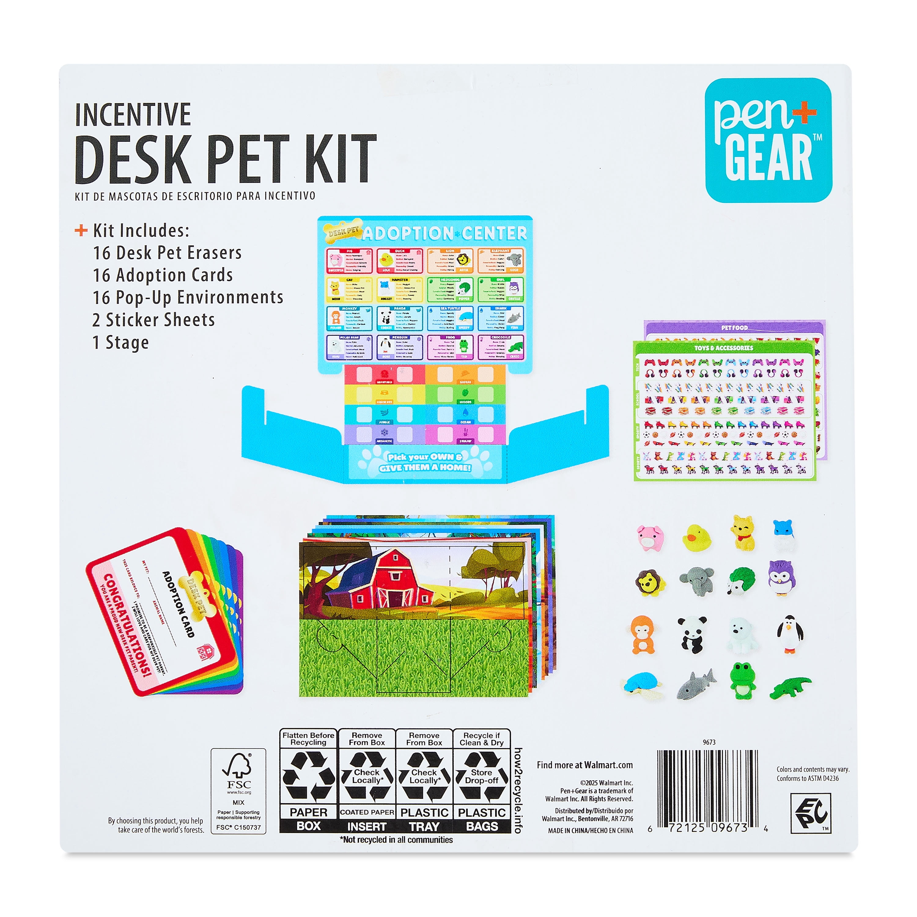 Pen+Gear Incentive Desk Pet Kit for Kid Prizes, Rewards for School