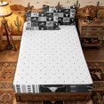 thumbnail image 4 of Erosebridal Western Cowboy Patchwork Zipper Twin Comforter Sets with Fitted Sheet and 2 Pillowcases,Bull Skull Cactus Arrow Accent Zipper Bedding Set,Black White,4-Piece,Reversible, 4 of 6