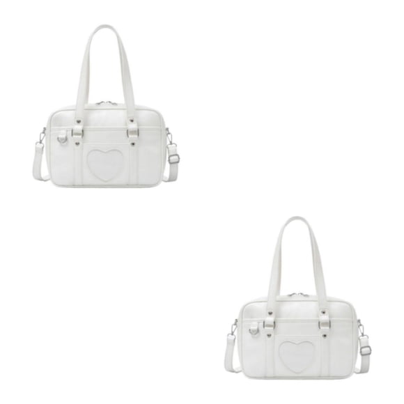 Qarigey Japanese Student JK Uniform Bag PU Shoulder School Bag Leather Blanco Grande 2Conjunto