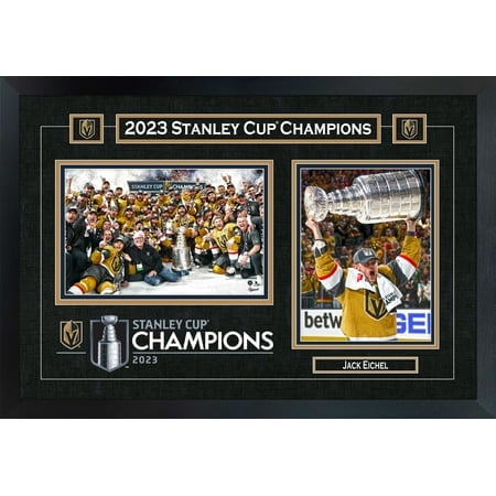 Jack Eichel Encadré 18x26 Golden Knights 2023 Collage de Tasse Stanley - Art Mural LNH sous Licence Officielle