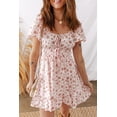 thumbnail image 2 of Women's Pink Floral Mini Dress – Short Sleeve Ruffled Style for Summer Vacations, XL, 2 of 8