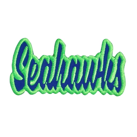 Seahawks - Royal Blue/Neon Green - Team Mascot - Words/Names - Iron on Applique/Embroidered Patch