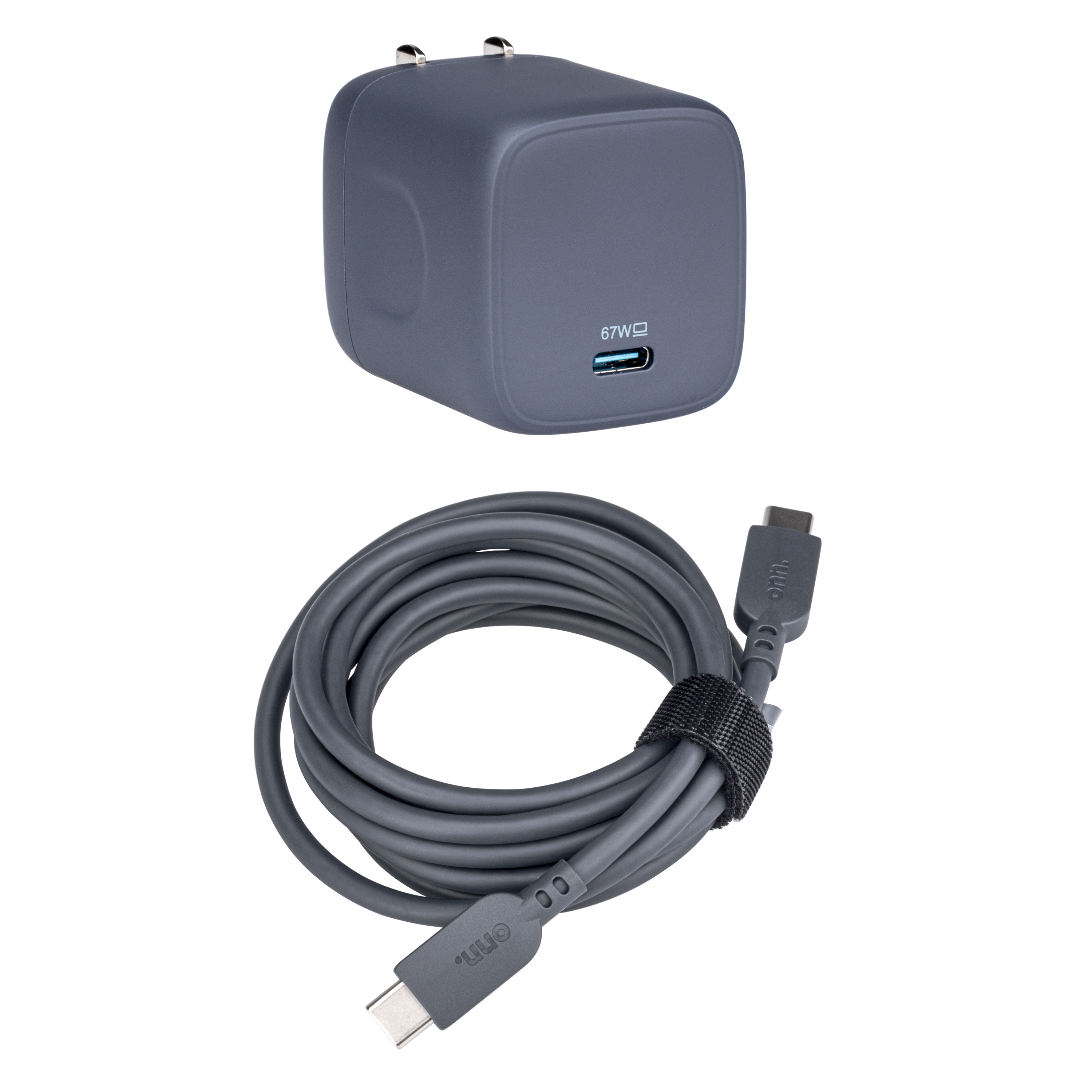 Cargador para laptop onn GAN de 67W con puerto USB-C, compatible con Apple, Dell, HP, Asus, Acer, Lenovo, gris 7