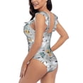 thumbnail image 5 of Yiaed The World Map with Cartoon Animals Print Women's Ruffled One Piece Swimsuit V Neck Swimwear Slimming Monokini for Woman-Small, 5 of 8
