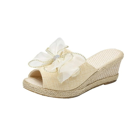

Women s Sandal Casual Slipper Outdoor and Indoor Platform Wedge Sandals Clearance Sales Women s High Heels Shoes Linen Straw Sandals Wedges Casual Canvas Dress Slippers
