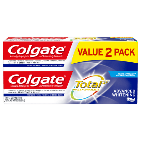 Colgate Total Whitening Toothpaste, Advanced Whitening, 5.1 oz. 2-pack-