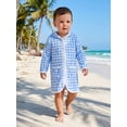 thumbnail image 4 of BemeyourBBs Kids Toddler Baby Girl Boy Terry Swim Cover Up Summer Beach Swimsuit Coverups Wearable Beach Towels For Kids Zip Up Short Sleeve Striped Hooded Bathing Suit Cover Up One Piece Swimsuits, 4 of 9