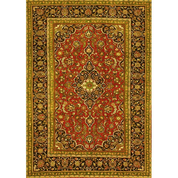 Ahgly Company Indoor Rectangle Persian Yellow Traditional Area Rugs, 7' x 9'